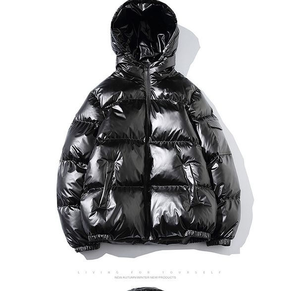 Men's Clothing Winter Fashion Thickened Hooded Loose Shiny Cotton Coat Men's Wide Hong Kong Style Loose Casual Bread Coat Cotton Coat Men_viptrois.com