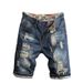 Men's Clothing Summer Trendy Ink Splashed Denim Shorts Men's Shorts Straight Loose Ripped Pants Fashion Casual Youth Breeches_viptrois.com