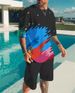 Men's Clothing Men's 3D Printing Loose And Comfortable Short Sleeved Suit_viptrois.com