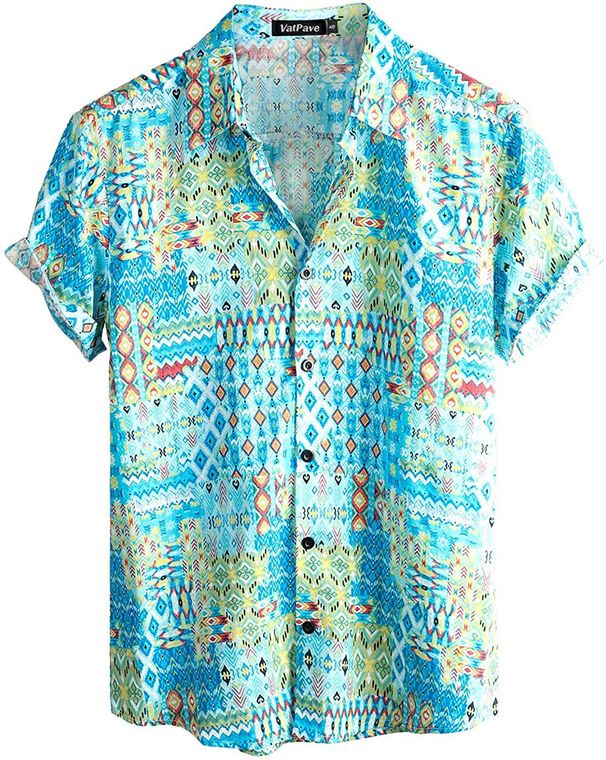 Men's Clothing Men's Summer Hawaiian Print Short Sleeved Shirt_viptrois.com