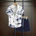 Men's Summer Casual Shirts Jacquard Short Sleeved Cardigans Business Casual Suits_viptrois.com