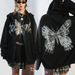 Gothic Unisex Hoodie With Skull & Butterfly Print – Oversized Zip-Up Streetwear Pullover For Men & Women_viptrois.com