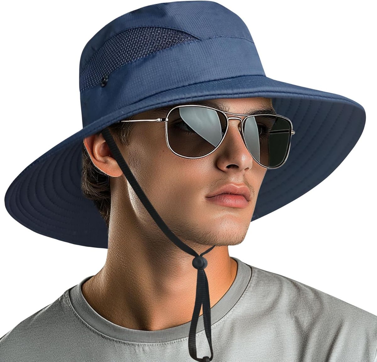 NPQQUAN Ponytail Sun Bucket Hats For Women Men Wide Brim UPF 50+ Fishing & Beach Hats_viptrois.com