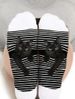 New black and white striped animal cat print plus-size men's and women's mid-tube socks_viptrois.com