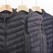"Men's Stand Collar Quilted Down Vest – Winter-Weight Sleeveless Jacket (Classic Black/Dark Blue/Greyish, 2XL-5XL)"_viptrois.com