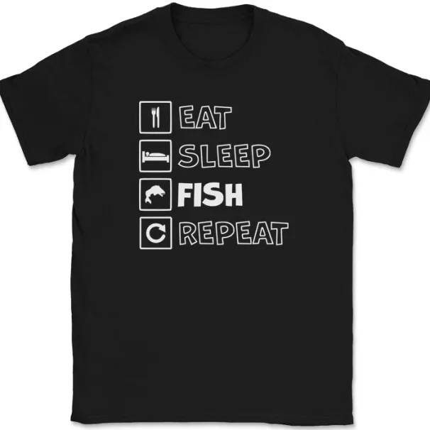 Eat Sleep Fish Repeat T-Shirt Mens Womens Tees Top Funny Pole Rod Fishing Humor Gift Hobby Tee_viptrois.com