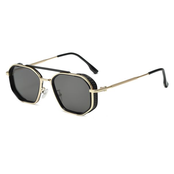 Men's Sunglasses Double Beam Metal Punk Sunglasses For Men, Women's Retro Ins Style Ink Polygonal Personality Glasses_viptrois.com