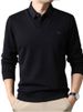 Romon Fleece-Lined Two-Piece Men's Sweater Autumn Winter New Business Casual Thickened Warm Knitted Base Shirt_viptrois.com