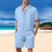 Men's Clothing Summer European And American Cross Border Men's Clothing Multi Pocket Workwear Short Sleeved T Shirt Shorts Casual Suit_viptrois.com