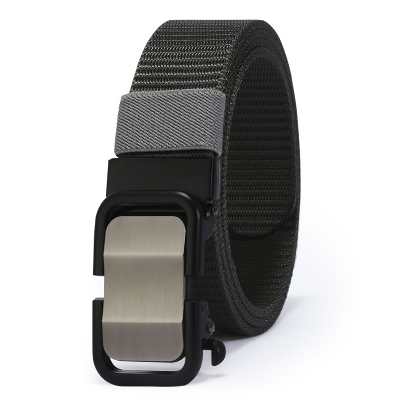 Nylon Belt Toothless Automatic Buckle Men's Casual Belt Outdoor Breathable All Match Belt Middle Aged Young Men And Women Trend_viptrois.com