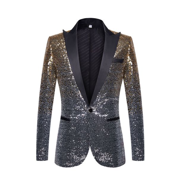 Man's clothing Men's suit gradient sequin costume Singer stage top Annual fashion suit jacket_viptrois.com