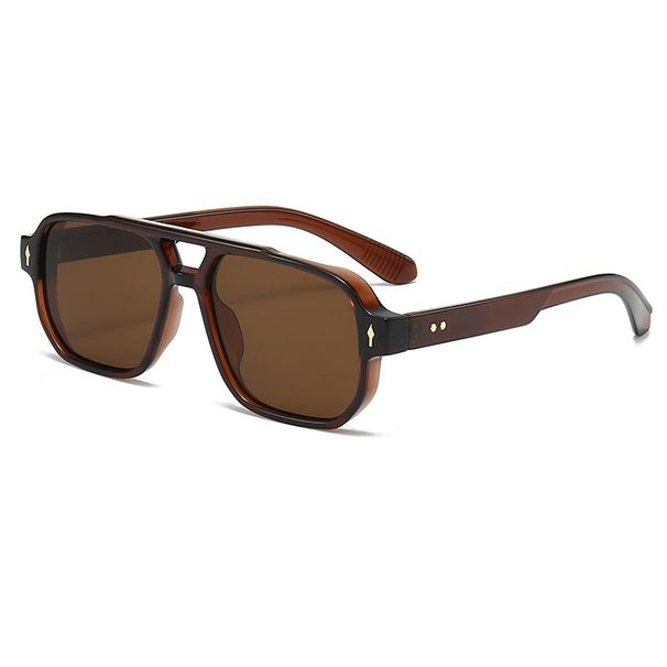 New Retro Double Bridge Square For Women Men Fashion Design Rivet Sunglasses Trend Shades UV400 Glasses_viptrois.com
