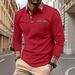 Men's Clothing Men's Daily Casual Solid Color Patchwork Interface Pocket Lapel Long Sleeved Polo Shirt_viptrois.com