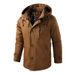 Men's Longline Washed Cotton Hooded Jacket - Vintage Workwear Style Windbreaker With Button Details, Slim Fit Casual Coat_viptrois.com
