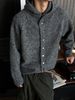Winter Solid Color Heavy Semi-turtleneck Hooded Knitted Cardigan Men's Simple High-end Warm Thickened Sweater Jacket_viptrois.com
