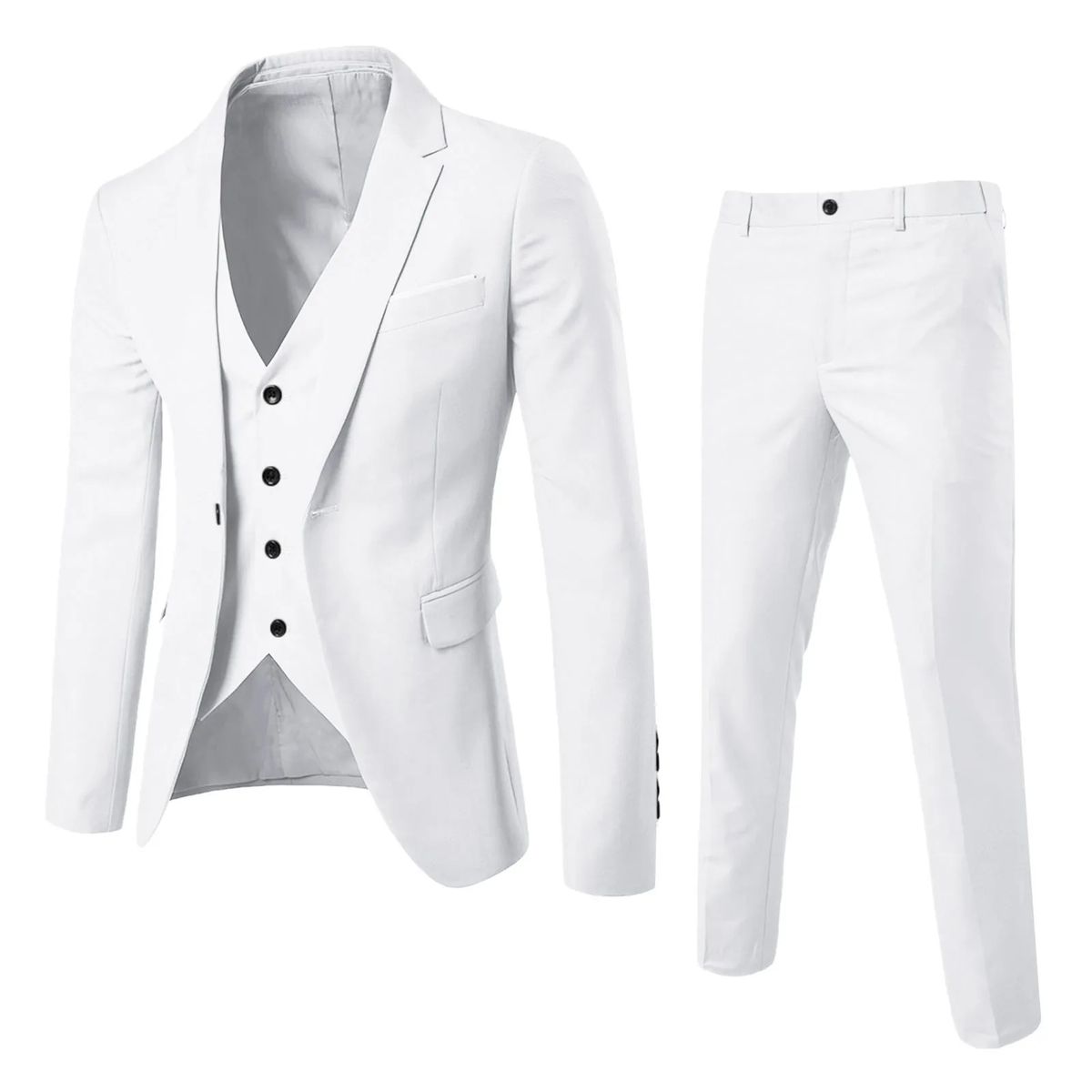 Men’s Slim 3 Piece Suit Business Wedding Party Vest & Pants Coat Men's Dress Shirt And Tie Set_viptrois.com