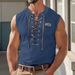 Plus Size Spring Summer Men's V-Neck Tie Casual Embroidered Short Sleeve T-Shirt_viptrois.com