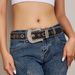 Skull Rivets Rhinestone Bb Belt Trendy Monochrome Sparkling Pu Leather Belt Cowboy Cowgirl Jeans Pants Belt For Women Girl_viptrois.com