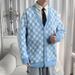 Loom Cardigan Plaid Sweater Men Spring High Street Ins European American Hiphop Knitwear Autumn Korean Version Trendy Jacket_viptrois.com