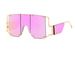 Two Circles Punk Style Women's Sunglasses Rivet Retro Large Frame One Piece Ultraviolet Catwalk Sunglasses_viptrois.com
