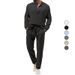 Foreign Trade 2025 Spring And Autumn Men's Solid Color Casual T-shirt Long-sleeved Shirt Long Pants Set_viptrois.com