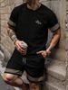 Summer New Men's Casual Fashion Sporty Trend Crew Neck T-Shirt Short Sleeve Shorts Set_viptrois.com