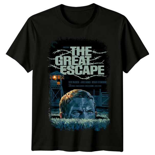 The Great Escape (1963) Movie Poster Inspired 100% Cotton T-shirt Mens Tees Top Retro Classic Tee Unisex_viptrois.com