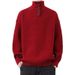 Bright Red Sweater For Men Winter High Neck Knitted Base Shirt Zodiac Design Warm Thickened Yarn Snake Year_viptrois.com