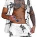 Men's Clothing European And American New Suits Men's T Shirt 3D Plant Print Lapel Short Sleeved Shirt Shorts Suit Manufacturers Wholesale_viptrois.com