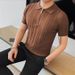 Men's Clothing Short Sleeve Knitted Sweater Summer Striped Half-Zip Shirt Slim Fit Short Sleeve Knit Top – Breathable & Stylish (Black, White, Green)_viptrois.com