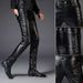 Men's Clothing Cycling Leather Pants Men's Leather Pants Trendy Slim Fit Motorcycle PU Leather Pants_viptrois.com