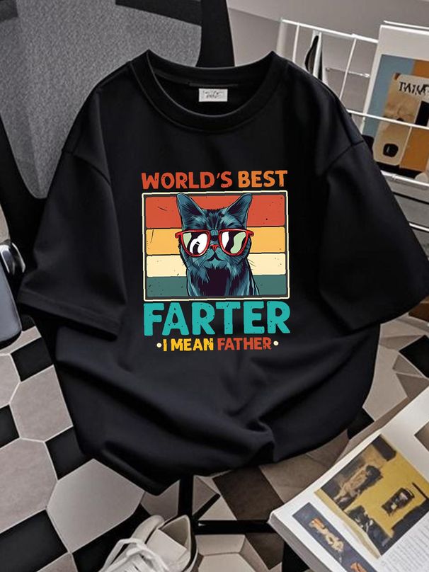 Worlds Best Farter I Mean Father T Shirt Best Cat Dad Ever T-Shirt Size S-5XL Designer Clothes Unisex Top For Everyday Wear Comfortable Stylish_viptrois.com