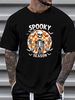 Spooky Season Skeleton Peace Sign Halloween Vintage T-Shirt Graphic Print Round Neck Short Sleeve Women Women Top Graphic Tees Slightly Breathable Casual Soft Versatile Unisex T-Shirt For Women Casual Top For Everyday Wear Streetwear Stylish Stretched_viptrois.com