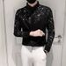 New Personalized Sequined Glittering Long-sleeved Shirt, Men's Mid-sleeved Black Shirt_viptrois.com