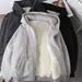 Men's Fleece Zip-Up Hoodie Sweatshirt - Oversized Casual Pullover With Full-Zip, Warm Winter Jacket For Big & Tall (Gray/Black, Plus Size Available)_viptrois.com