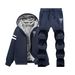 Men's Fleece-Lined Hoodie Set Winter Warm Thick Pullover Sweatshirt With Zip-Up Jacket Casual Sportswear Outfit_viptrois.com