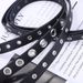 Combination black casual decoration jeans full hole eyelets paired with zero wallet waist bag belt_viptrois.com