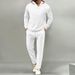 Men's Solid Color Suit Waffle Knit Hooded Long Sleeved Trouser Set For Fall_viptrois.com