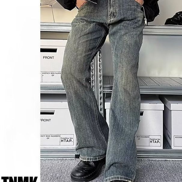 2024 Slim Fit Independent American Style Paris Washed Firecracker Festival Bootcut Micro Flared Jeans Long Pants_viptrois.com