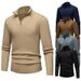 Autumn Winter Men's Knitted Half Zipper Stand Collar Solid Color Fashion Vertical Striped Sweater For Men_viptrois.com