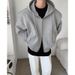 Large silhouette double-layer composite shoulder padded sweatshirt men's coat hooded cardigan jacket top trend_viptrois.com