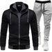 Men's Hooded Zip-Up Sweatshirt Set Spring Casual Slim Fit Fleece-Lined Pullover With Long Pants_viptrois.com