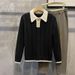 Loom 2023 European And American Style Color-Block Turn-Down Collar Button Sweater Men's Light Retro Casual Long Sleeve_viptrois.com