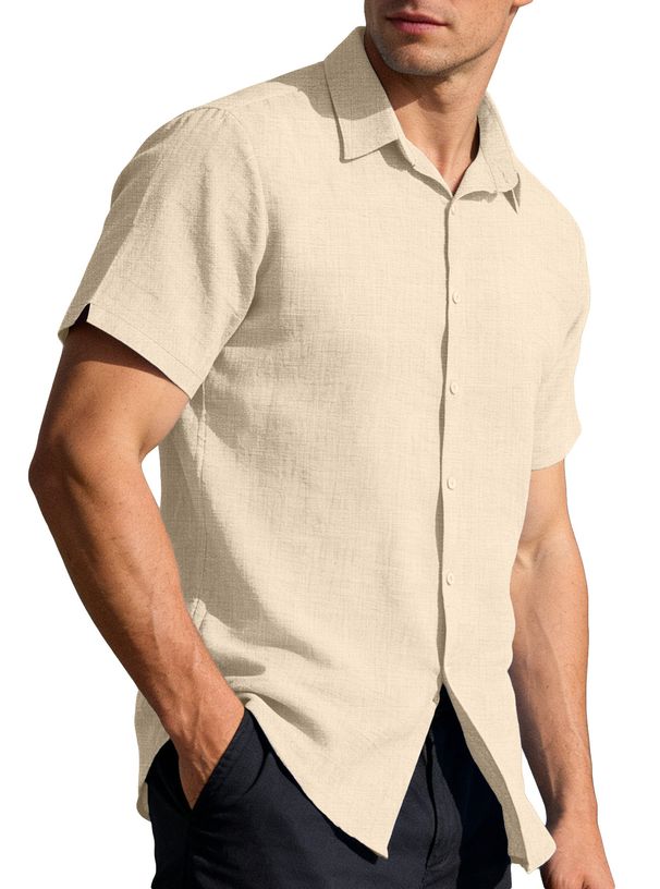 Men's Short-Sleeve Button-Up Shirt – Lightweight Style Casual Shirt For Summer_viptrois.com