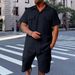 Men's Minimalist Short Sleeve & Shorts Set - Breathable Poly-Cotton Blend (S-XXXL) | Solid Color Athletic Lounge Wear In 10 Colors (Wine/Navy/Olive)_viptrois.com