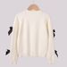 Mother & Kids Girls' Knit Cardigan With Bow - Soft Cotton Sweater For Toddlers & Kids (3-8 Years) - White/Pink/Red/Gray_viptrois.com