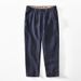 Men's Clothing Elastic Waist Linen Pants Straight Loose Trousers Linen Tencel Blended Breathable Pants_viptrois.com