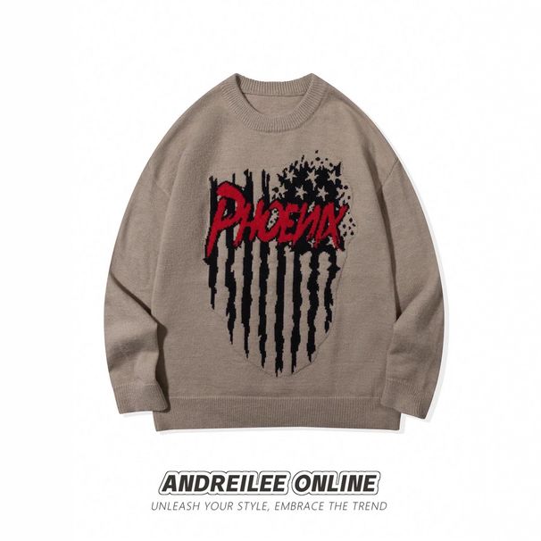 Retro Style Jacquard Knit Sweater – Oversized Pullover For Men & Women (Unisex)"_viptrois.com