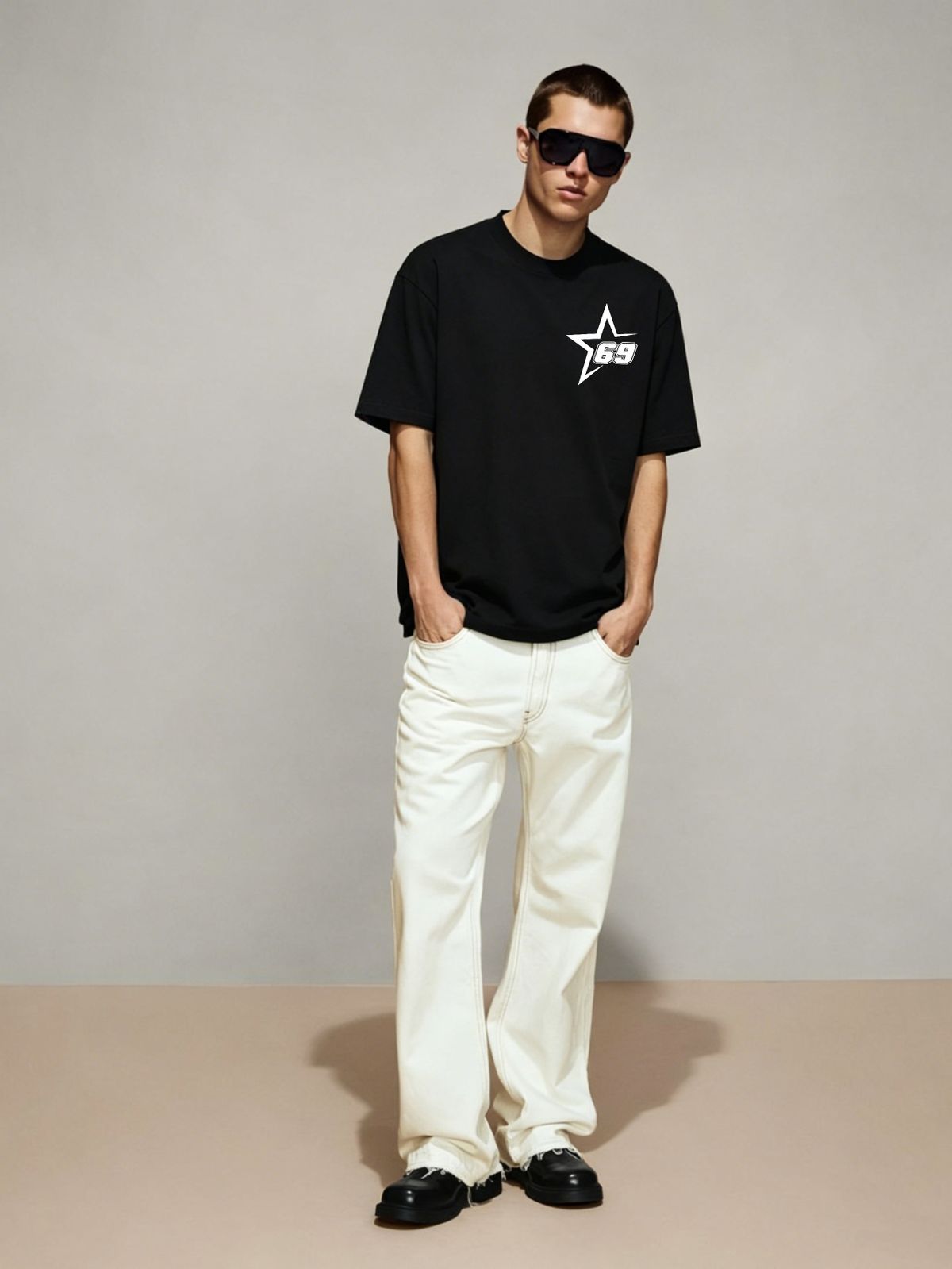 Men's Clothing Regular Cotton Short Sleeved T Shirt Casual Trend Unisex Summer Ins White Round Neck Top Trendy Versatile Half Sleeve_viptrois.com