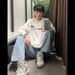 Street Letter Print Pure Cotton Inner Wear Screw Neck Long Sleeve T-Shirt Men Autumn American Style Trendy Casual Loose_viptrois.com